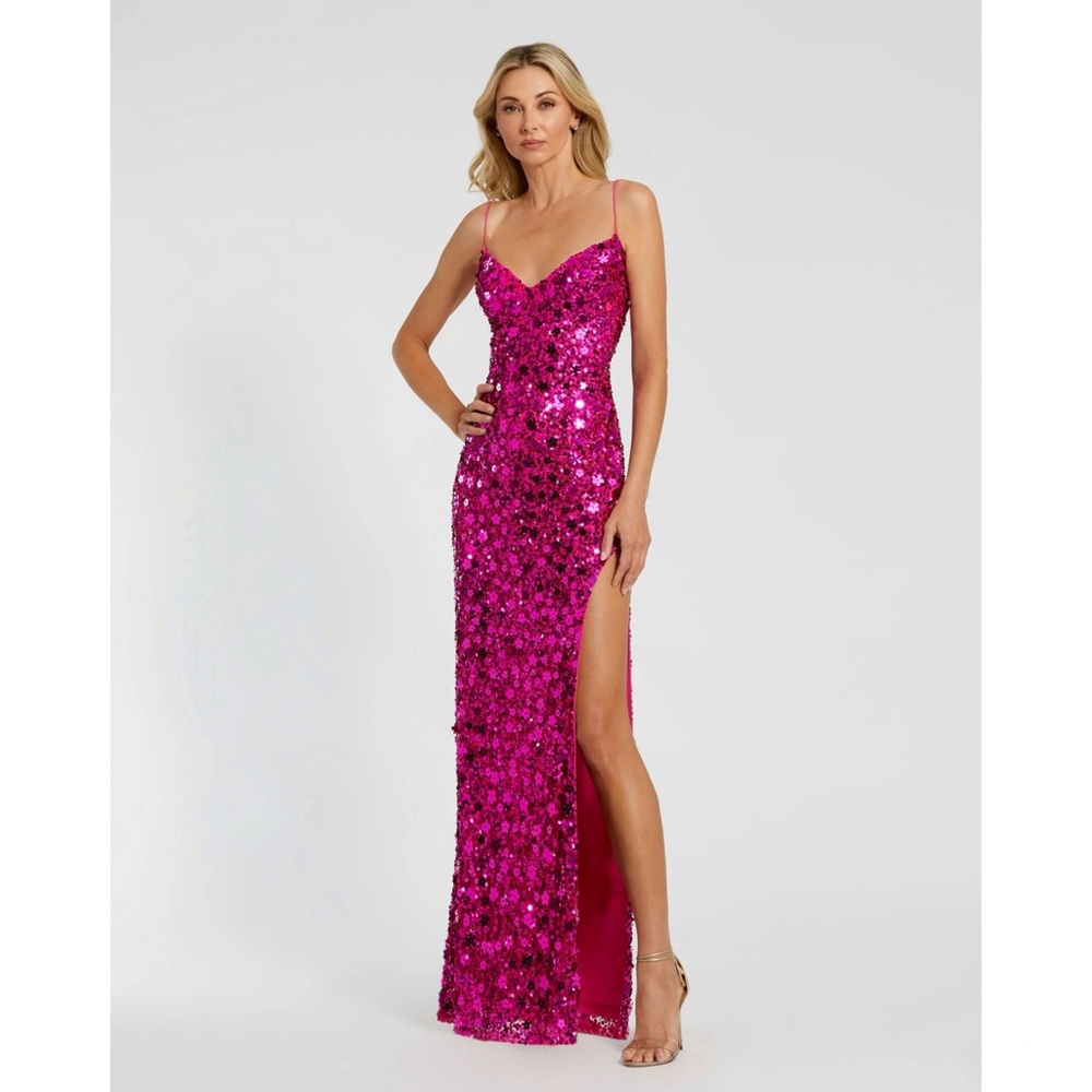 Mac Duggal Pink Sequin Maxi Dress